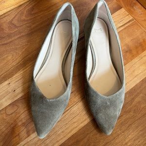 Marc Fischer Taupe Green Suede Pointy Toe Flats